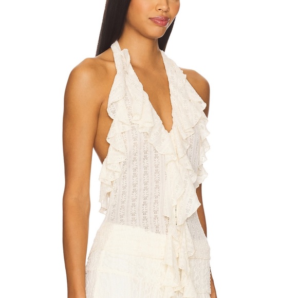 Elegant White Ruffled Halter Top - Picture 1 of 3